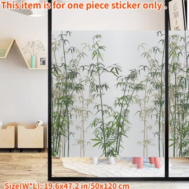 Bamboo Glass Stickers Chinese Frosted Window Film Static Cling Privacy Vintage