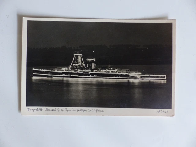 ALTE AK FOTO Marine Schiff Panzerschiff Graf Spee i. festlicher