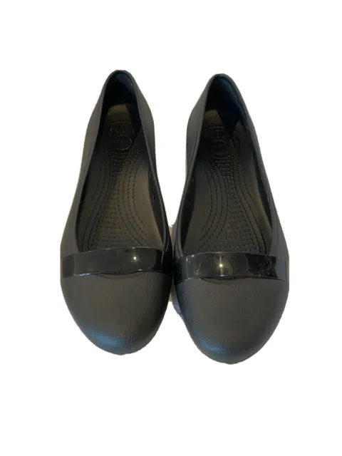 Crocs Brynn Black Slip On Comfort Ballet Flats Women's Size 9