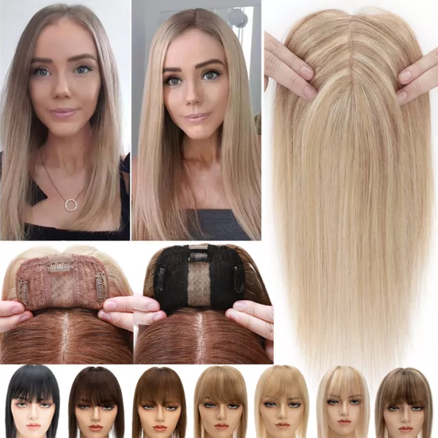 Clip in Hair Topper Human Hair Toupee Wig Hairpiece 100% Remy Real Human Hair US
