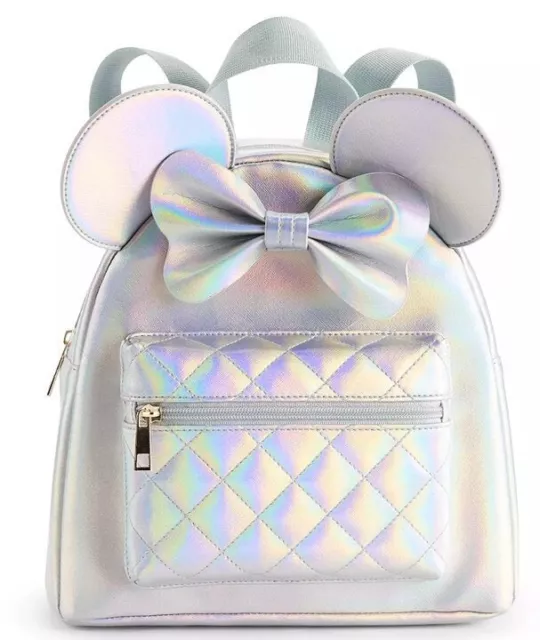 WOMEN'S DISNEY 100TH Minnie Mouse Pearl Iridescent PU Mini Backpack £56 ...