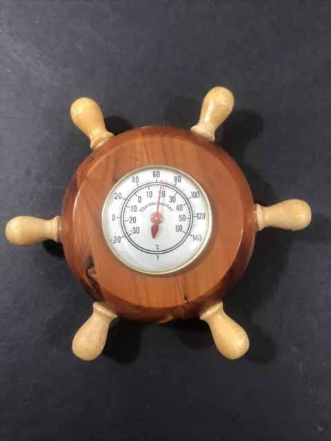 Nautical Ships Wheel Beach Souvenir Decor Thermometer Cedar Wood Ft Walton Beach