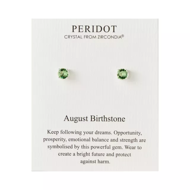 August (Peridot) Birthstone Earrings Created with Zircondia® Crystals