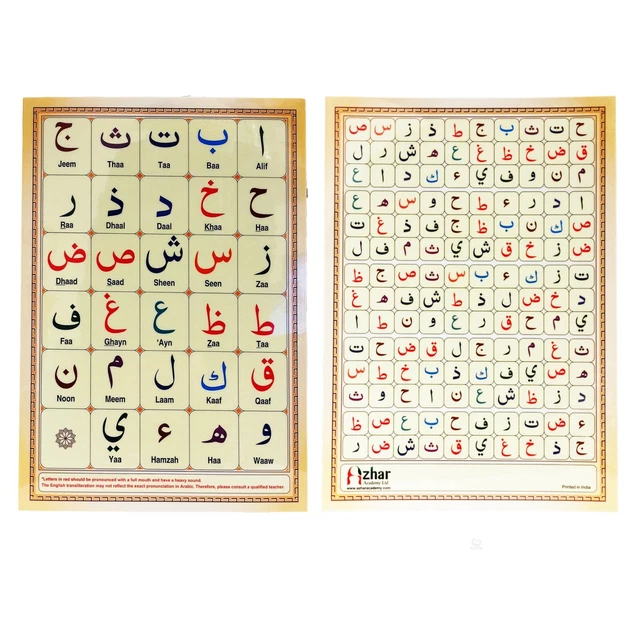 BULK OFFER 25 Copies x Laminated Arabic Alphabet Qaidah Double Side