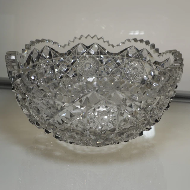 Vintage American Brilliant Cut Glass Bowl 8" x 4"