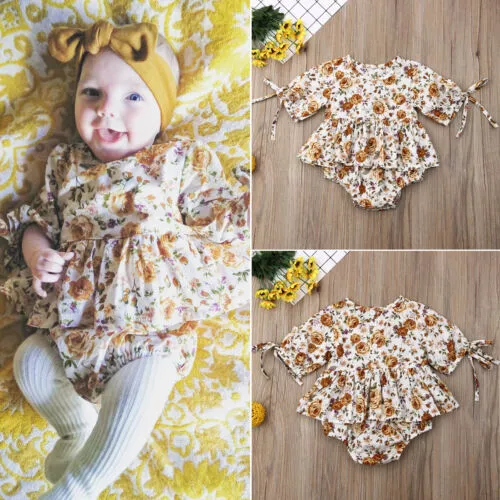 Cute Newborn Toddler Baby Girl Floral Romper Bodysuit Jumpsuit Clothes Outfits