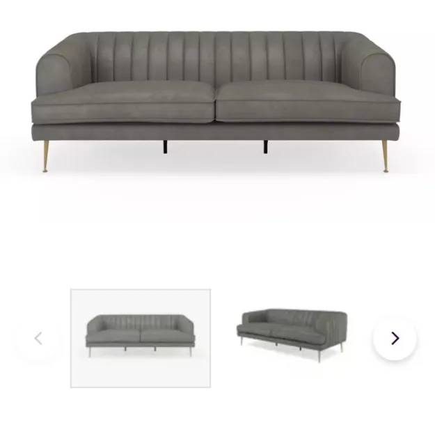 Velvet Grey 3 Seater Loveseat Chesterfiel Sofa