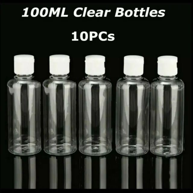 Botellas ligeras Flip Top 100 ml juego de 10 aptas para cosméticos y lociones