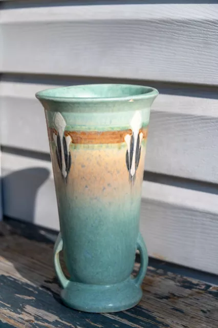 Roseville Pottery 10 3/4" Monticello #565-10 Handled Vase  Circa 1931