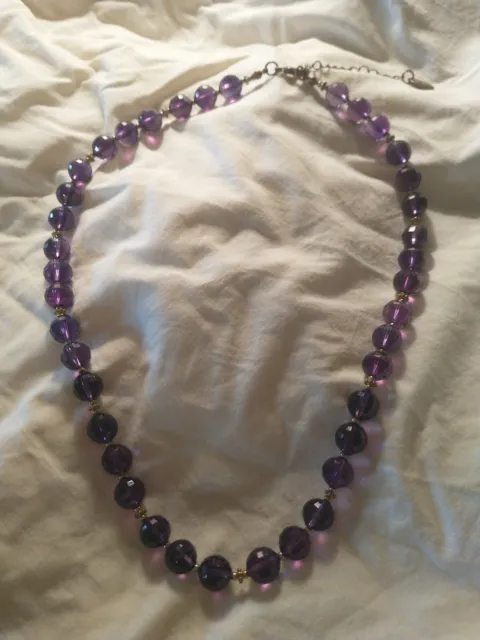 Stauer Purple Amethyst Faceted Gemstone & Goldtone Spacers Necklace