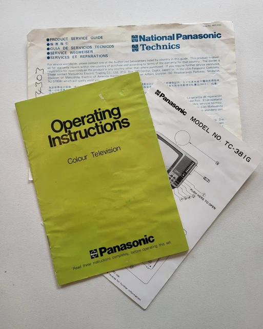 Operator Paperwork Guide VINTAGE PANASONIC COLOUR TV TC-381G Operator Manual Instructions ...