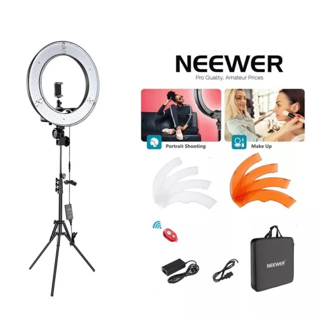 NEEWER 18 Zoll Ringlicht 55W Make up Self Ringleuchte Dimmbare mit Stativ Set