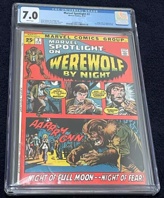Marvel Spotlight #2 (Feb 1972) ✨ Graded 7.0 WHITE by CGC ✔ 1st Werewolf by Night