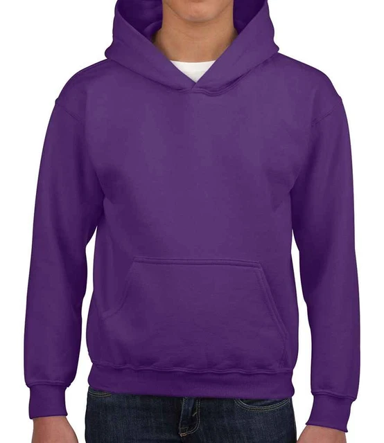Felpa con cappuccio bambini Gildan misto pesante maglione viola 9-10