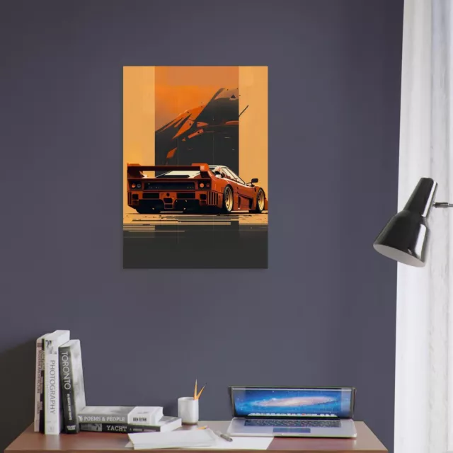 Ferrari F40 - Poster oder Leinwand - Auto Sportwagen Kunstdruck Wandbild P254N 2