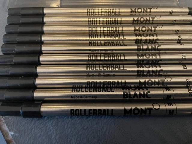 NEW Mont Blanc Rollerball Black Ink Refill 16300 10 Refill Cartridges