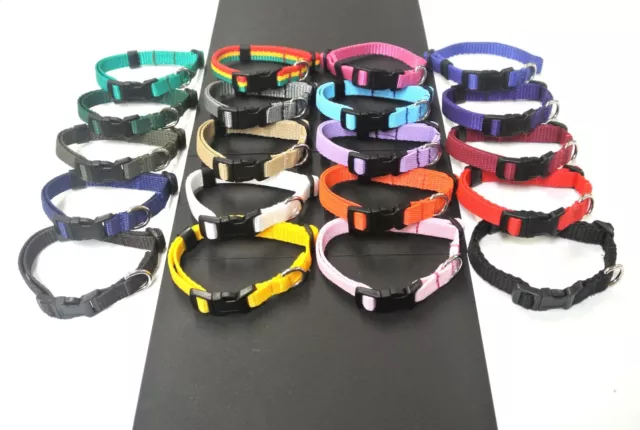 Puppy Dog Collar Adjustable Small X Small Strong Durable 13mm Webbing 18 Colours