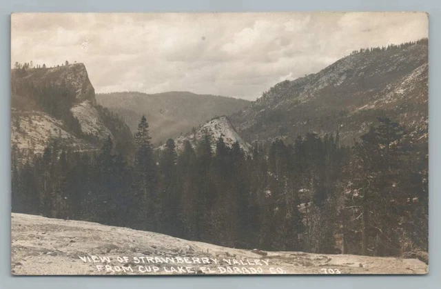 Strawberry Valley from Cup Lake RPPC El Dorado County TAHOE Antique Photo 1910s