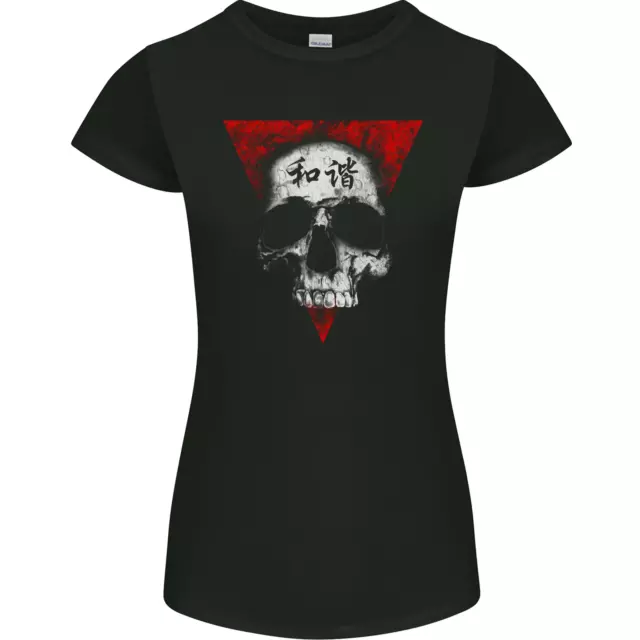 Maglietta Peace Harmony Skull Gothic Biker Moto Donna Petite Cut