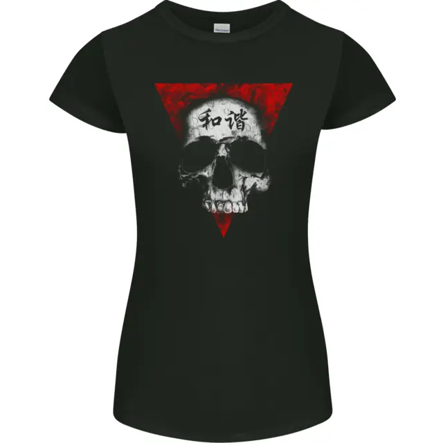 Peace Harmony Skull Gothic Biker Motorbike Womens Petite Cut T-Shirt
