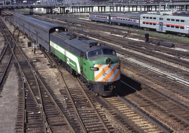 BN 9901 BURLINGTON NORTHERN Railroad Train Locomotive CHICAGO IL Photo Slide