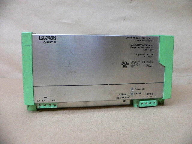 PHOENIX CONTACT QUINT-PS-3X207AC/24DC/20 Power Supply 24VDC, 20A