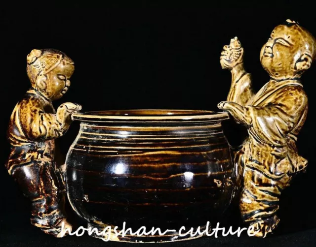 6 "Old Zhou Dingding kiln porcelaine Tongzi boys and Girls Can Can Crocker