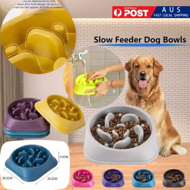 Pet Dog Puppy Slow Down Eating Feeding Bowl Non Slip Anti Choke Dish Food Feeder