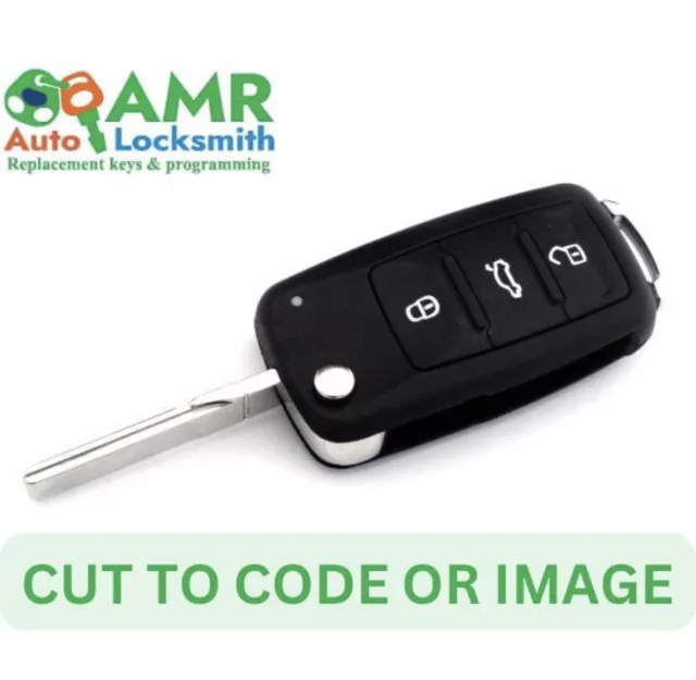 Volkswagen Vw 3 Button Flip Hu66 Remote Key Blank Cut To Code Or Photo No Chip