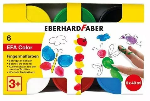 Eberhard Faber Fingerfarbe Set 6 x 40ml EFA Kids auswaschbar Kinder Malfarbe neu