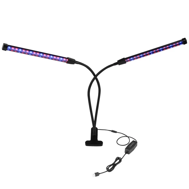 YUNLIGHTS Plant Grow Light 2 Heads Timing LED Plant Grow Lamp with Adjustable