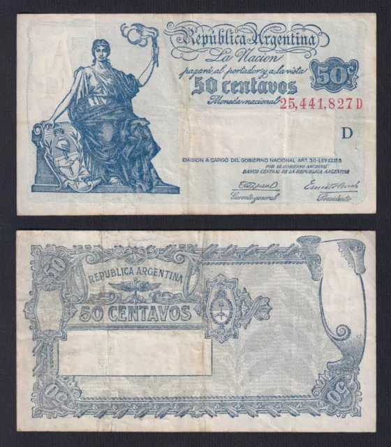 Argentinien 50 Centavos (1942-1948) P 250b BB / VF C-08