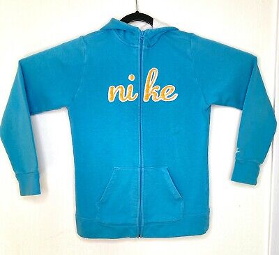 Nike Hoodie Jacket XL ( Youth / Girls ) Blue Athletic Sweatshirt Full Front Zip