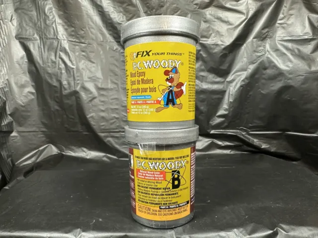 PC-Woody Wood Repair Epoxy Paste, Two-Part 12 oz in Two Cans, Tan