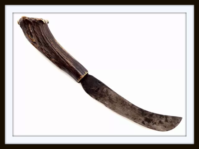 Antique Native American Indian Buffalo Skinning Hunting Knife Dagger, Stag Grip.