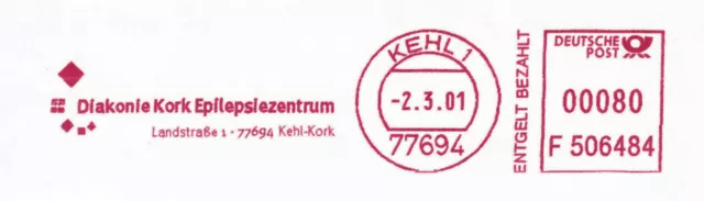77694 Kehl 1 - roter Absenderfreistempel - Briefausschnitt