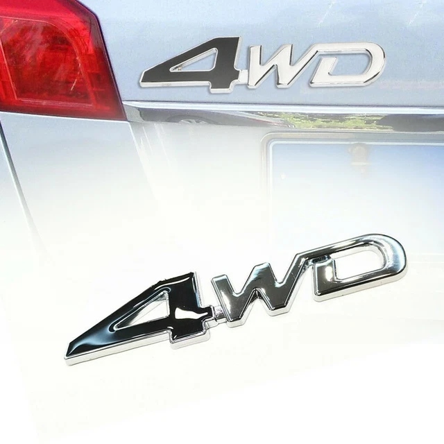 Autocollants Chromés 3D V6 Et 4WD Pour Voiture - Effet Métallisé, Facile à Poser, Résistants Aux Intempéries
