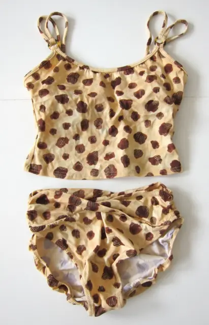 Tara Grinna 90's Brown Gold Cheetah High Rise Bottom Tankini Top Swimsuit 12