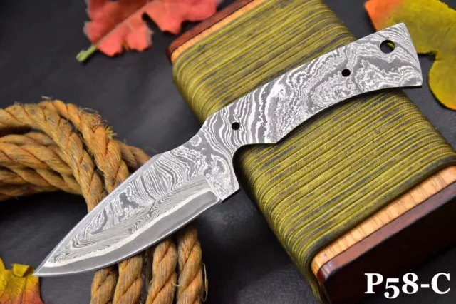 Custom 8.0"OAL San Mai Damascus Steel Blank Blade Hunting Knife Handmade (P58-C)