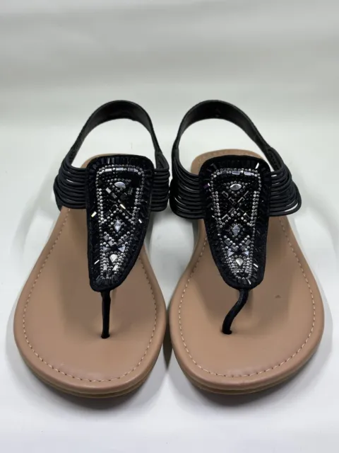 Torrid Sandals Women’s 7W Black Rhinestone T-Strap