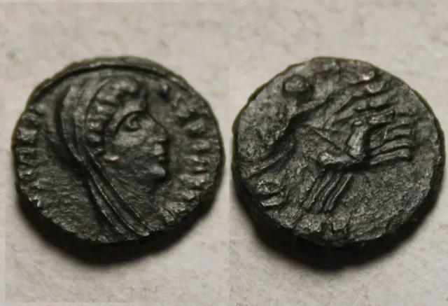 Rare Genuine Ancient Roman coin Postumus Constantine Veiled Quadriga hand of God