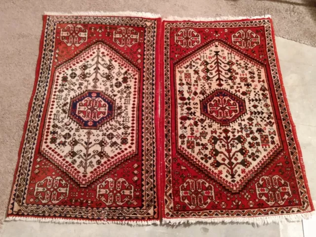 Pair of 39”x23” Handknotted Wool Small percian Rugs