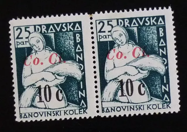Slovenia c1942 Italy WWII - Ovp. CO.CI Yugoslavia Revenue Stamps - Pair! R1