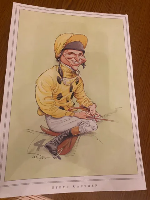 Horse Racing Memorabilia - Vintage Jockey Caricatures x 4, Size A4