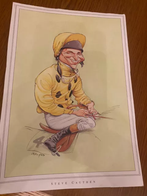 Horse Racing Memorabilia - Vintage Jockey Caricatures x 4, Size A4 Horse Racing Memorabilia - Vintage Jockey Caricatures x 4, Size A4