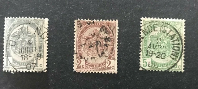 Briefmarken, Belgien 1907-08, LOT MI 78-81 gestempelt, (2. Wahl)