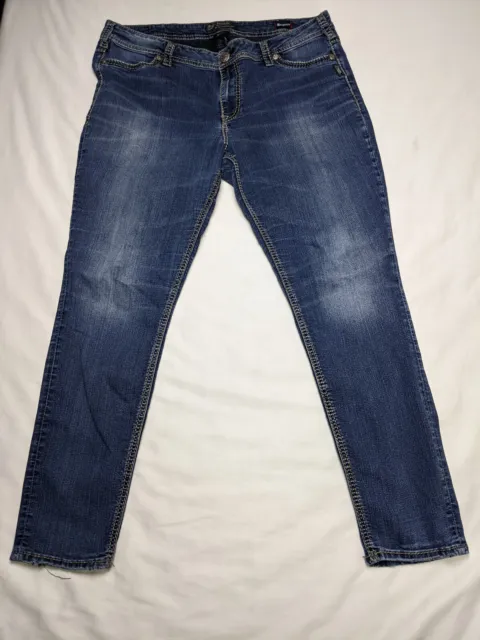 Silver Suki Mid Super Skinny Womens Size 20 Blue Jeans Dark Wash Black Weft