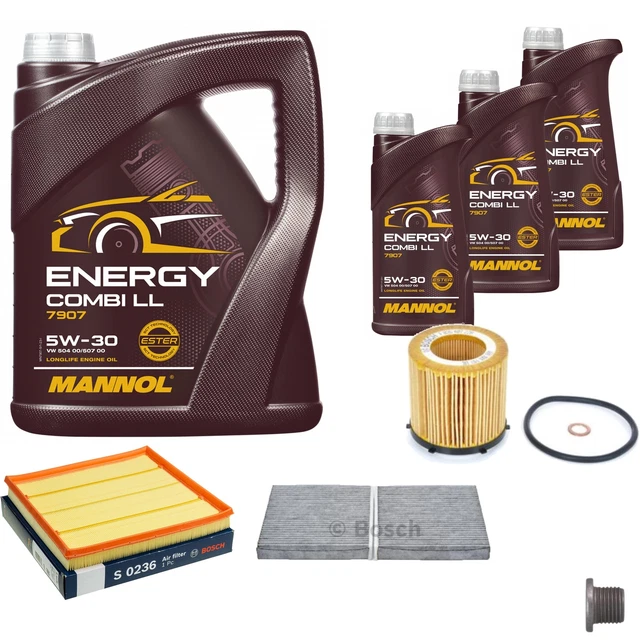 Juego De Filtros Manol De 7 Litros De Aceite De Motor Energy Combi LL 5W-30 API SN/CF MANN-FILTER Filtro De Aire Filtro De Aceite