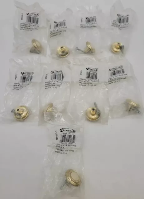 Lot Of 9 Amerock BP862-3 Drawer Cabinet Knobs Pulls Brass Ceramic Center 1.25"