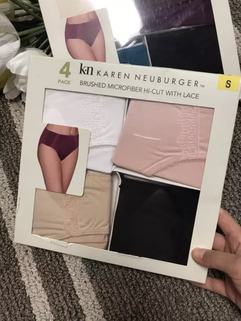 KAREN NEUBURGER WOMENS Hi-Cut Underwear With Lace, 4 Pack Panty
